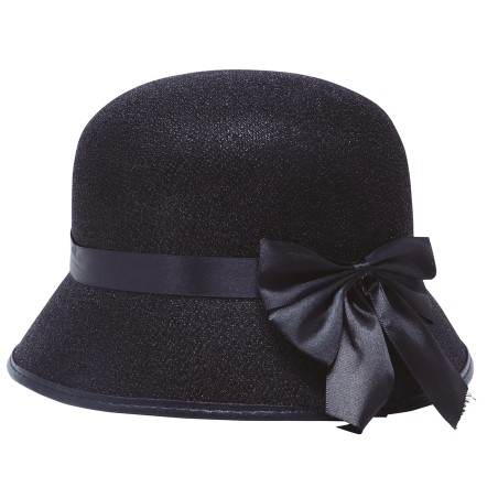 SOMBRERO NEGRO DAMA AÑOS 20